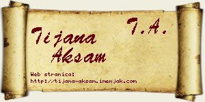 Tijana Akšam vizit kartica